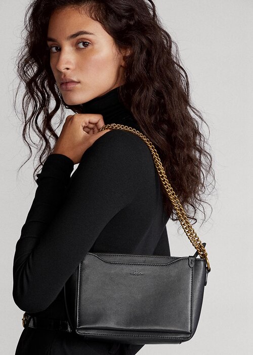 Black Women’s Ralph Lauren Leather Mini Sloane Crossbody Bags Black Women’s Ralph Lauren Leather Mini Sloane Crossbody Bags