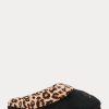 Black Women’s Ralph Lauren Leopard Logo Slippers