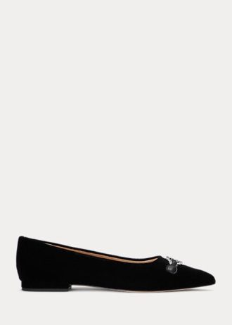Black Women’s Ralph Lauren Lilah Velvet Ballet Flat Shoes