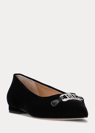 Black Women’s Ralph Lauren Lilah Velvet Ballet Flat Shoes