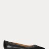 Black Women’s Ralph Lauren Loraine Burnished Leather Ballet Flat Shoes
