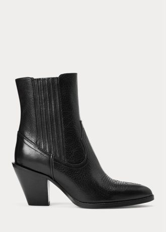 Black Women’s Ralph Lauren Lowrey Leather Cowboy Boots
