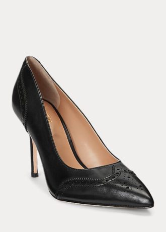Black Women’s Ralph Lauren Lynden Burnished Leather Heels