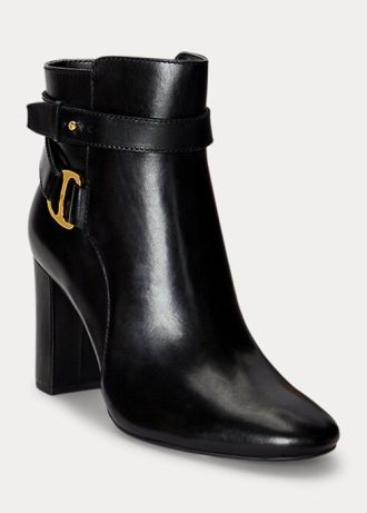 Black Women’s Ralph Lauren Madelyn Burnished Leatherie Boots