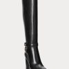 Black Women’s Ralph Lauren Makenna Burnished Leather Riding Boots