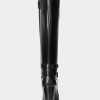 Black Women’s Ralph Lauren Makenna Burnished Leather Riding Boots