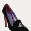 Black Women’s Ralph Lauren Marion Embroidered Velvet Heels