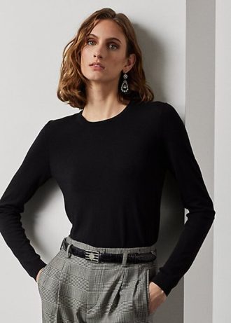 Black Women’s Ralph Lauren Merino Wool Crewneck Sweaters
