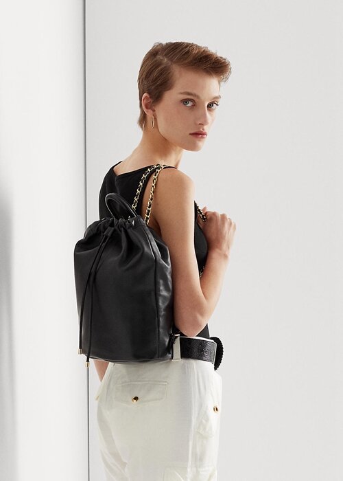 Black Women’s Ralph Lauren Nappa Leather Medium Izzie Backpacks Black Women’s Ralph Lauren Nappa Leather Medium Izzie Backpacks