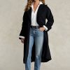 Black Women’s Ralph Lauren Peak-Lapel Wool-Blend Wrap Coats