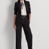 Black Women’s Ralph Lauren Pinstripe Wool Crepe Wide-Leg Pants Black Women’s Ralph Lauren Pinstripe Wool Crepe Wide-Leg Pants