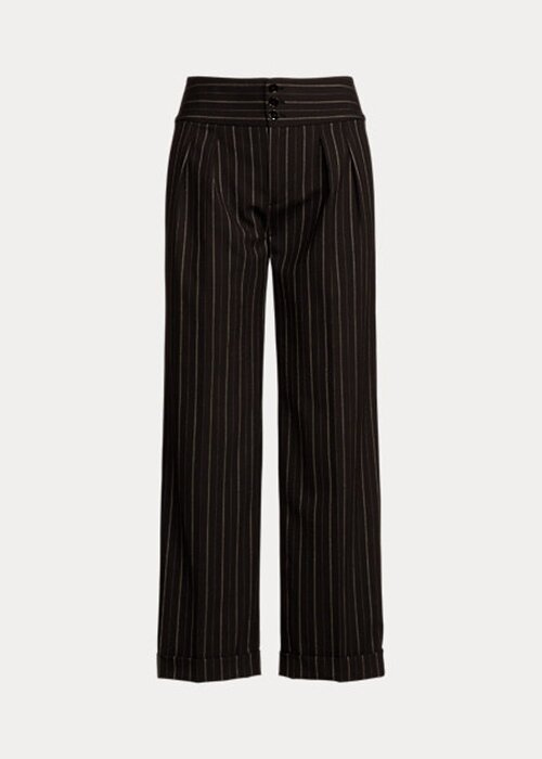 Black Women’s Ralph Lauren Pinstripe Wool Crepe Wide-Leg Pants Black Women’s Ralph Lauren Pinstripe Wool Crepe Wide-Leg Pants