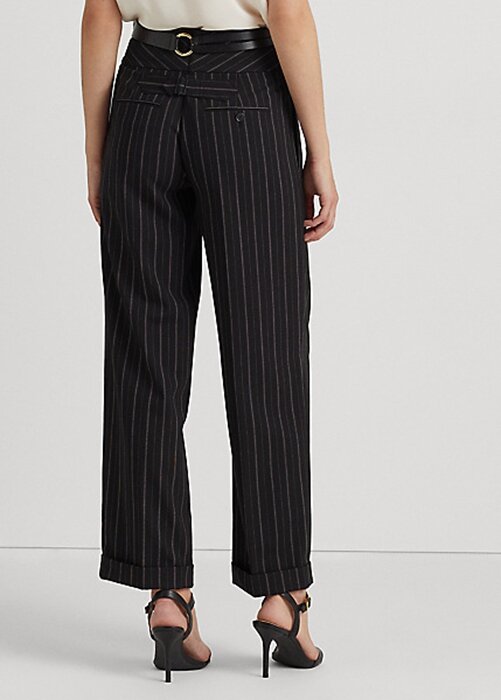 Black Women’s Ralph Lauren Pinstripe Wool Crepe Wide-Leg Pants Black Women’s Ralph Lauren Pinstripe Wool Crepe Wide-Leg Pants