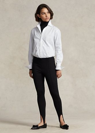 Black Women’s Ralph Lauren Pintucked Stirrup Stretch Ponte Leggings