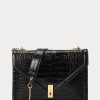 Black Women’s Ralph Lauren Polo ID Croc-Embossed Envelope Chain Crossbody Bags Black Women’s Ralph Lauren Polo ID Croc-Embossed Envelope Chain Crossbody Bags