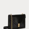 Black Women’s Ralph Lauren Polo ID Croc-Embossed Envelope Chain Crossbody Bags Black Women’s Ralph Lauren Polo ID Croc-Embossed Envelope Chain Crossbody Bags