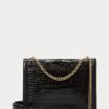 Black Women’s Ralph Lauren Polo ID Croc-Embossed Envelope Chain Crossbody Bags Black Women’s Ralph Lauren Polo ID Croc-Embossed Envelope Chain Crossbody Bags