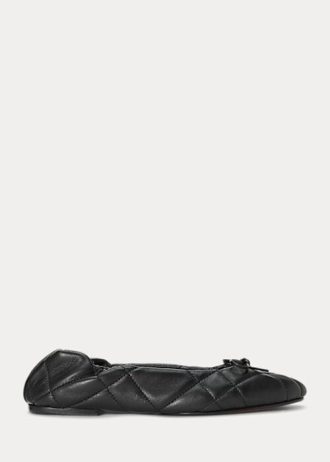 Black Women’s Ralph Lauren Quilted Lambskin Ballet Flat Shoes