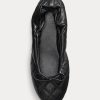 Black Women’s Ralph Lauren Quilted Lambskin Ballet Flat Shoes