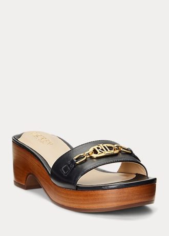 Black Women’s Ralph Lauren Roxanne Nappa Leather Sandals