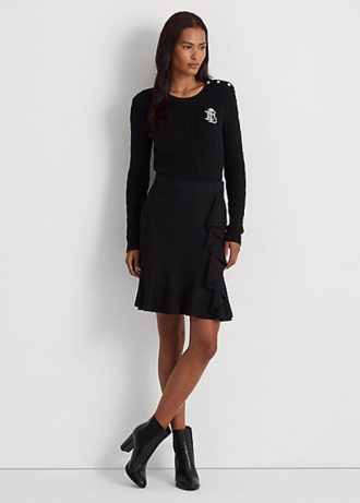 Black Women’s Ralph Lauren Ruffle-Trim Ponte Skirts