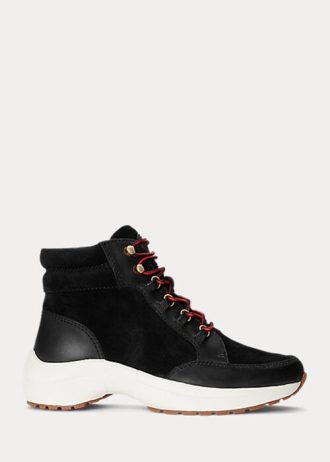Black Women’s Ralph Lauren Rylee Suede & Leather High-Top Sneakers
