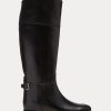 Black Women’s Ralph Lauren Sallen Calfskin Riding Boots