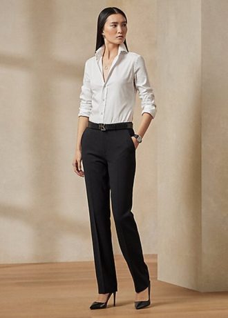 Black Women’s Ralph Lauren Seth Stretch Wool Crepe Pants