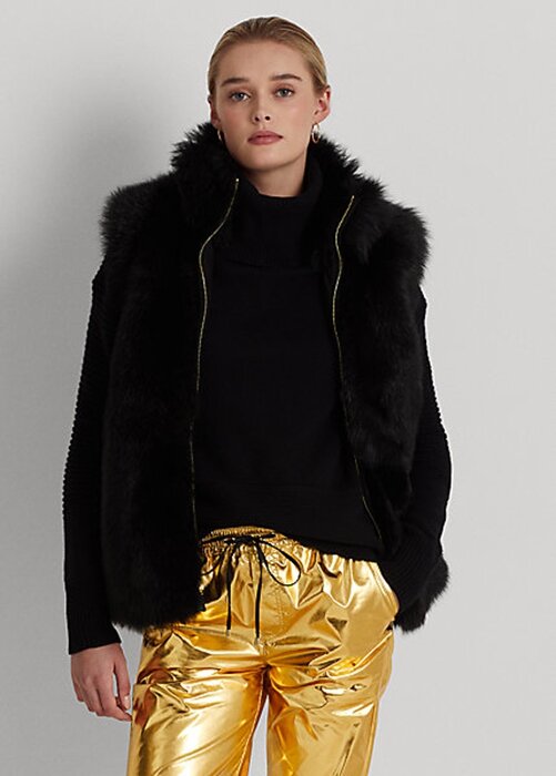 Black Women’s Ralph Lauren Shearling Vest Black Women’s Ralph Lauren Shearling Vest