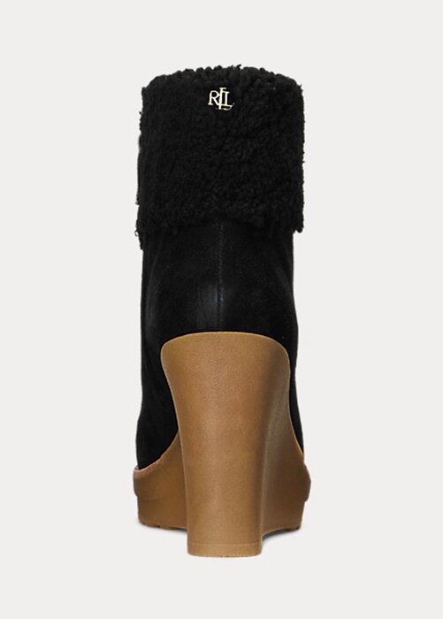Black Women’s Ralph Lauren Steph Shearling-Trim Suedeie Boots Black Women’s Ralph Lauren Steph Shearling-Trim Suedeie Boots