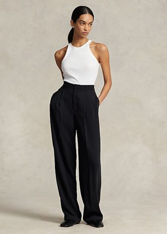 Black Women’s Ralph Lauren Straight-Leg Satin Pants