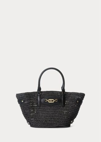 Black Women’s Ralph Lauren Straw Small Daphney Tote Bags