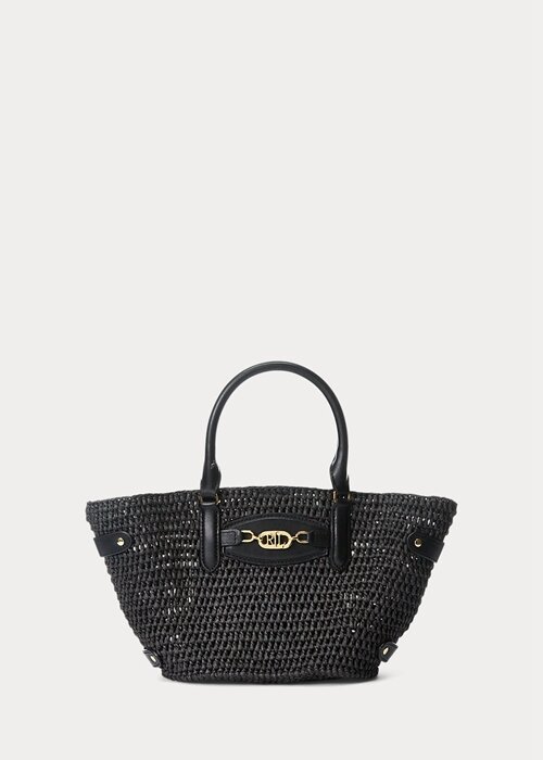 Black Women’s Ralph Lauren Straw Small Daphney Tote Bags Black Women’s Ralph Lauren Straw Small Daphney Tote Bags
