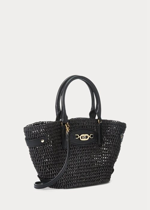 Black Women’s Ralph Lauren Straw Small Daphney Tote Bags Black Women’s Ralph Lauren Straw Small Daphney Tote Bags
