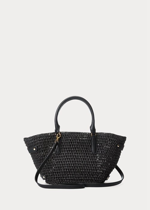 Black Women’s Ralph Lauren Straw Small Daphney Tote Bags Black Women’s Ralph Lauren Straw Small Daphney Tote Bags