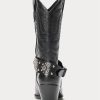 Black Women’s Ralph Lauren Studded Calfskin Western Boots
