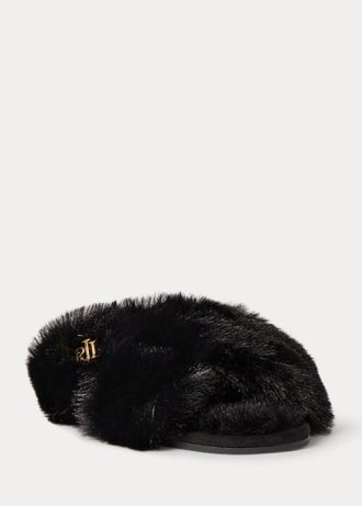 Black Women’s Ralph Lauren Sydni Faux-Fur Flat Shoes