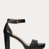 Black Women’s Ralph Lauren Sylvia Burnished Leather Sandals Black Women’s Ralph Lauren Sylvia Burnished Leather Sandals
