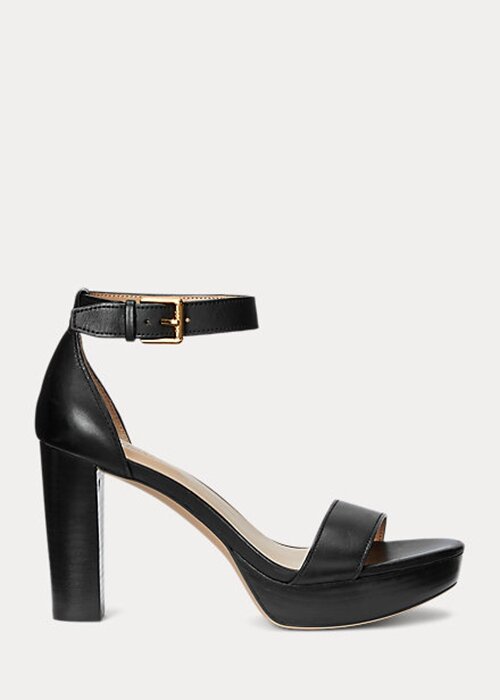 Black Women’s Ralph Lauren Sylvia Burnished Leather Sandals Black Women’s Ralph Lauren Sylvia Burnished Leather Sandals