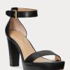 Black Women’s Ralph Lauren Sylvia Burnished Leather Sandals Black Women’s Ralph Lauren Sylvia Burnished Leather Sandals