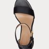 Black Women’s Ralph Lauren Sylvia Burnished Leather Sandals Black Women’s Ralph Lauren Sylvia Burnished Leather Sandals