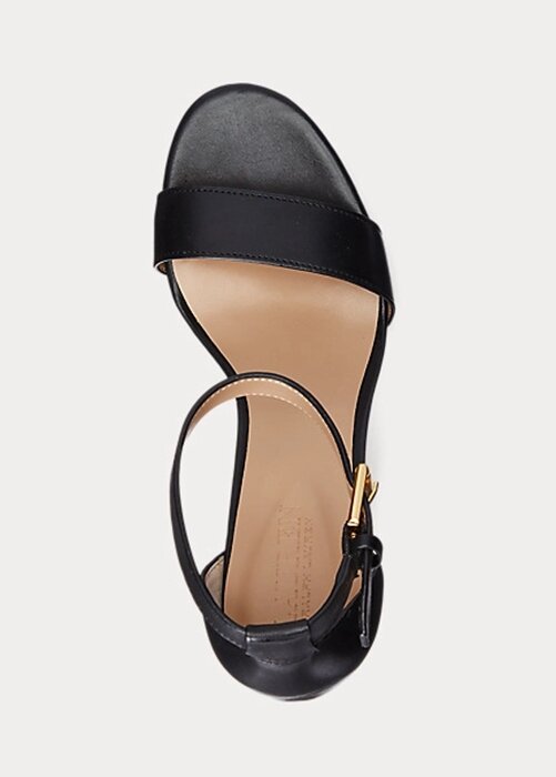 Black Women’s Ralph Lauren Sylvia Burnished Leather Sandals Black Women’s Ralph Lauren Sylvia Burnished Leather Sandals
