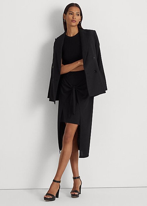 Black Women’s Ralph Lauren Tie-Front Stretch Jersey Midi Skirts Black Women’s Ralph Lauren Tie-Front Stretch Jersey Midi Skirts