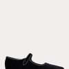 Black Women’s Ralph Lauren Velvet Mary Jane Pointed Flat Shoes