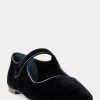 Black Women’s Ralph Lauren Velvet Mary Jane Pointed Flat Shoes