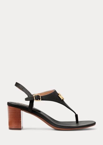 Black Women’s Ralph Lauren Westcott II Tumbled Leather Sandals