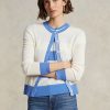 Blue / Cream Women’s Ralph Lauren Crest Cashmere Cardigan Sweaters Blue / Cream Women’s Ralph Lauren Crest Cashmere Cardigan Sweaters