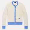 Blue / Cream Women’s Ralph Lauren Crest Cashmere Cardigan Sweaters Blue / Cream Women’s Ralph Lauren Crest Cashmere Cardigan Sweaters
