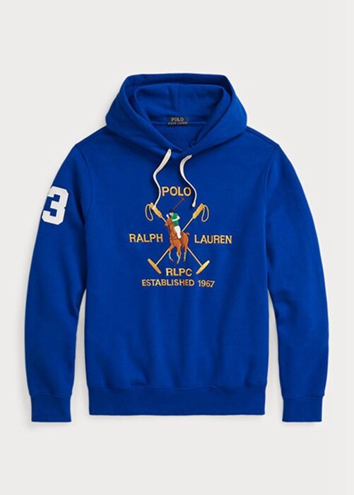 Blue Men’s Ralph Lauren Big Polo Crest Fleece Hoodie Blue Men’s Ralph Lauren Big Polo Crest Fleece Hoodie