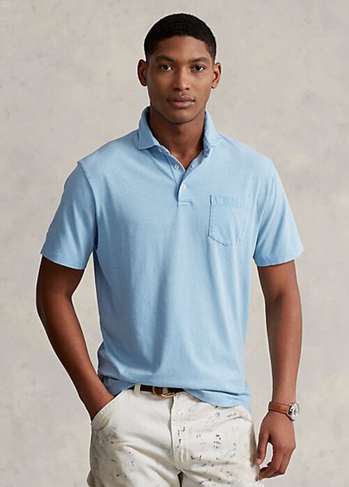 Blue Men’s Ralph Lauren Classic Fit Cotton-Linen Polo Shirts Blue Men’s Ralph Lauren Classic Fit Cotton-Linen Polo Shirts